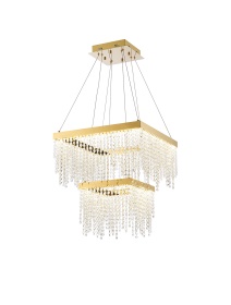 Bano French Gold Crystal Ceiling Lights Diyas Tiered Crystal Fittings